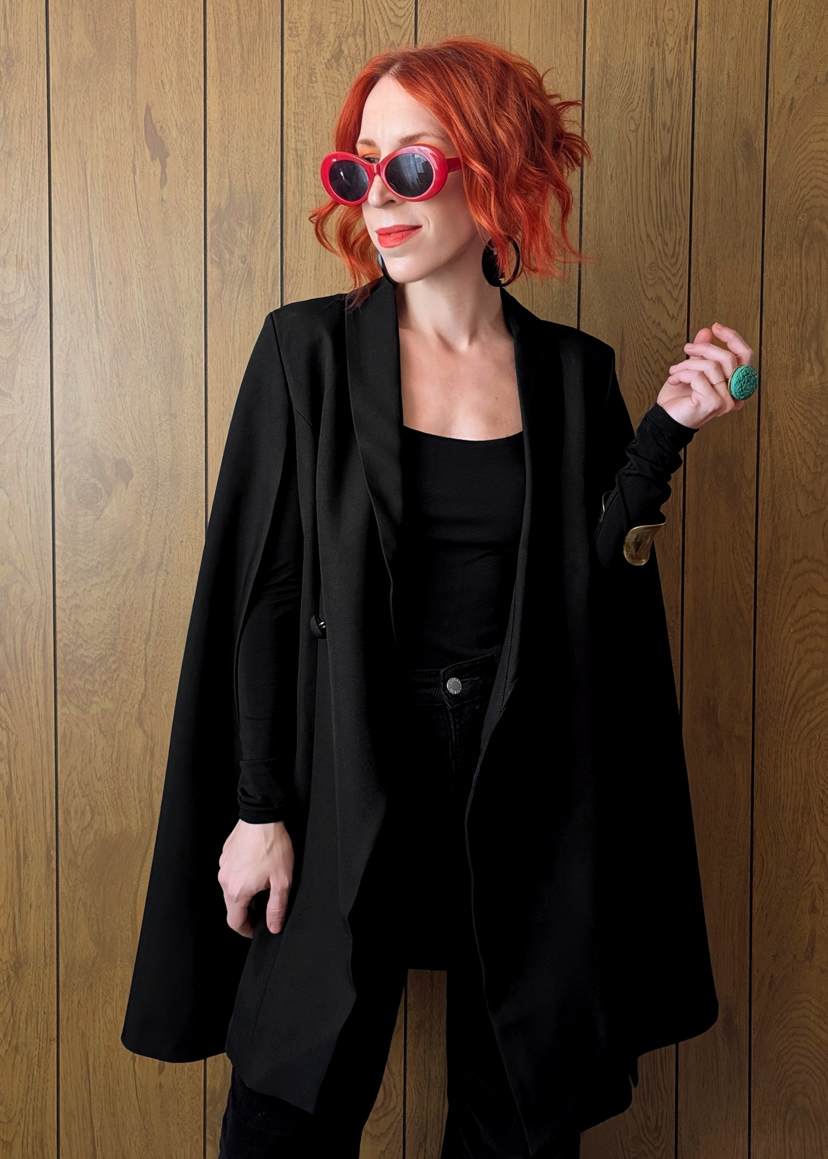 black cape mini dress Black Plus Floaty Cape Detail Mini Dress