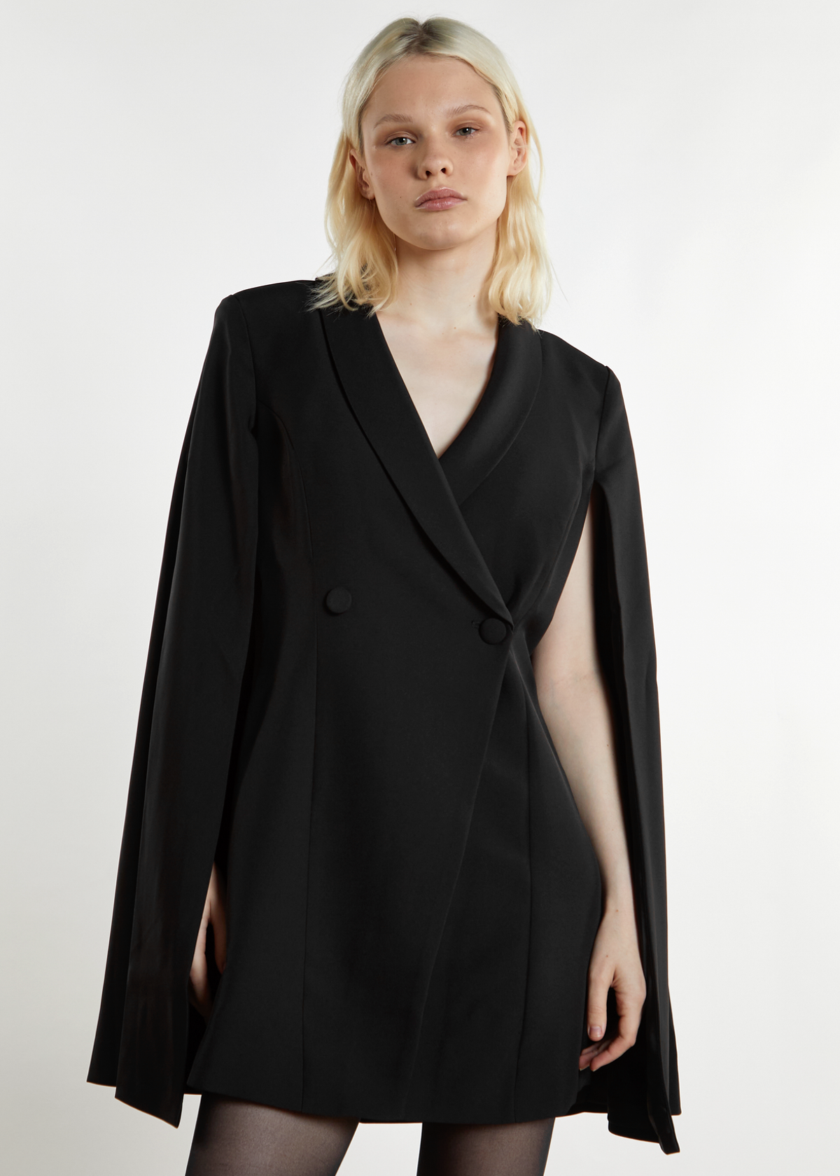 Black Blazer Cape Mini Dress by Glamorous Black Salt Black Blazer Cape Mini Dress by Glamorous Black Salt