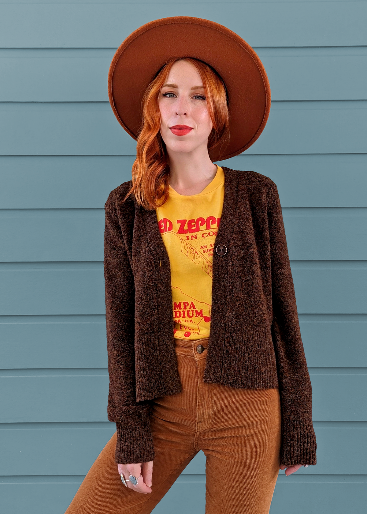 Cinnamon Brown Marl slouchy one button knit cardigan by Nice Things by Paloma S.