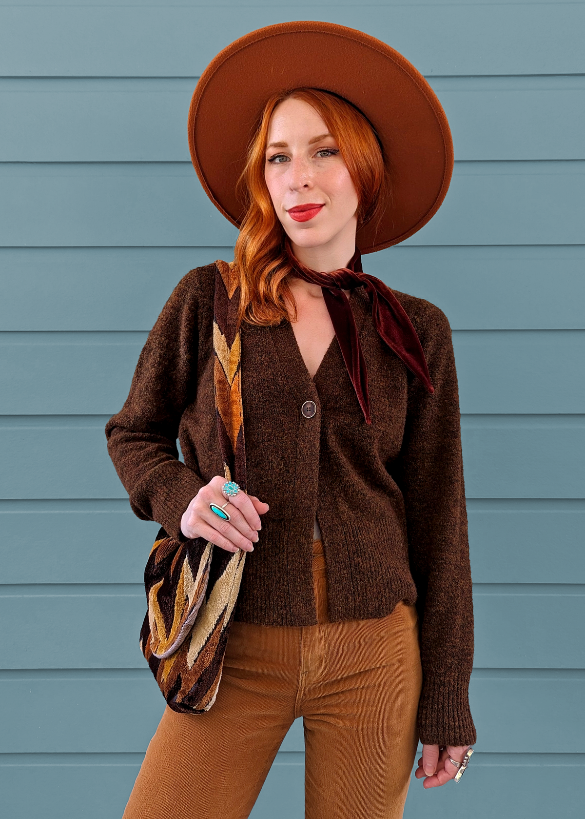 Cinnamon Brown Marl slouchy one button knit cardigan by Nice Things by Paloma S.