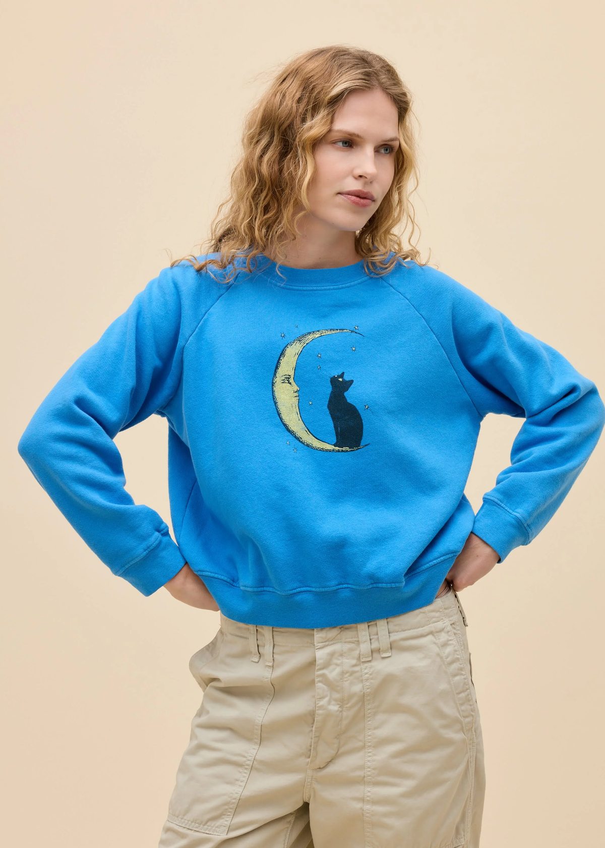 Cat & Moon Shrunken Raglan Sweatshirt <br> <i> Coming soon! </i>