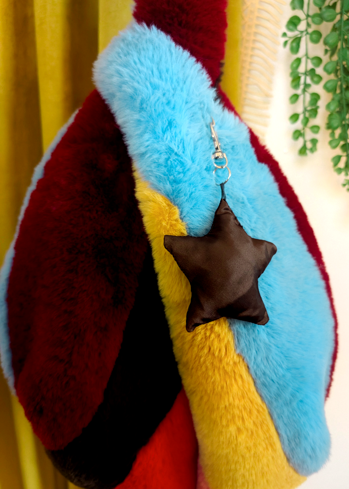 Chocolate Satin Puffy Star Bag Charm