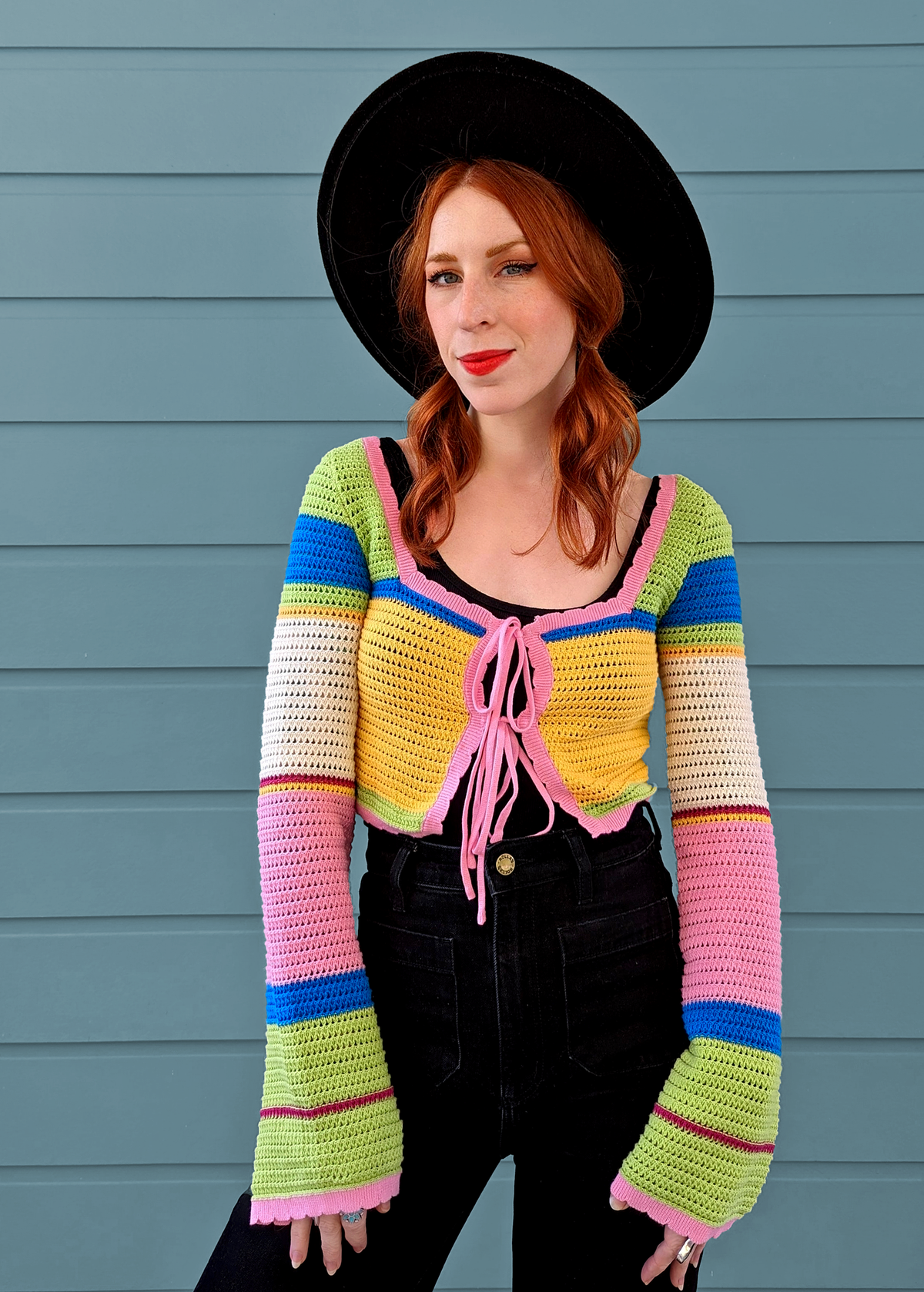 Rainbow Sherbet Knit Crop Sweater