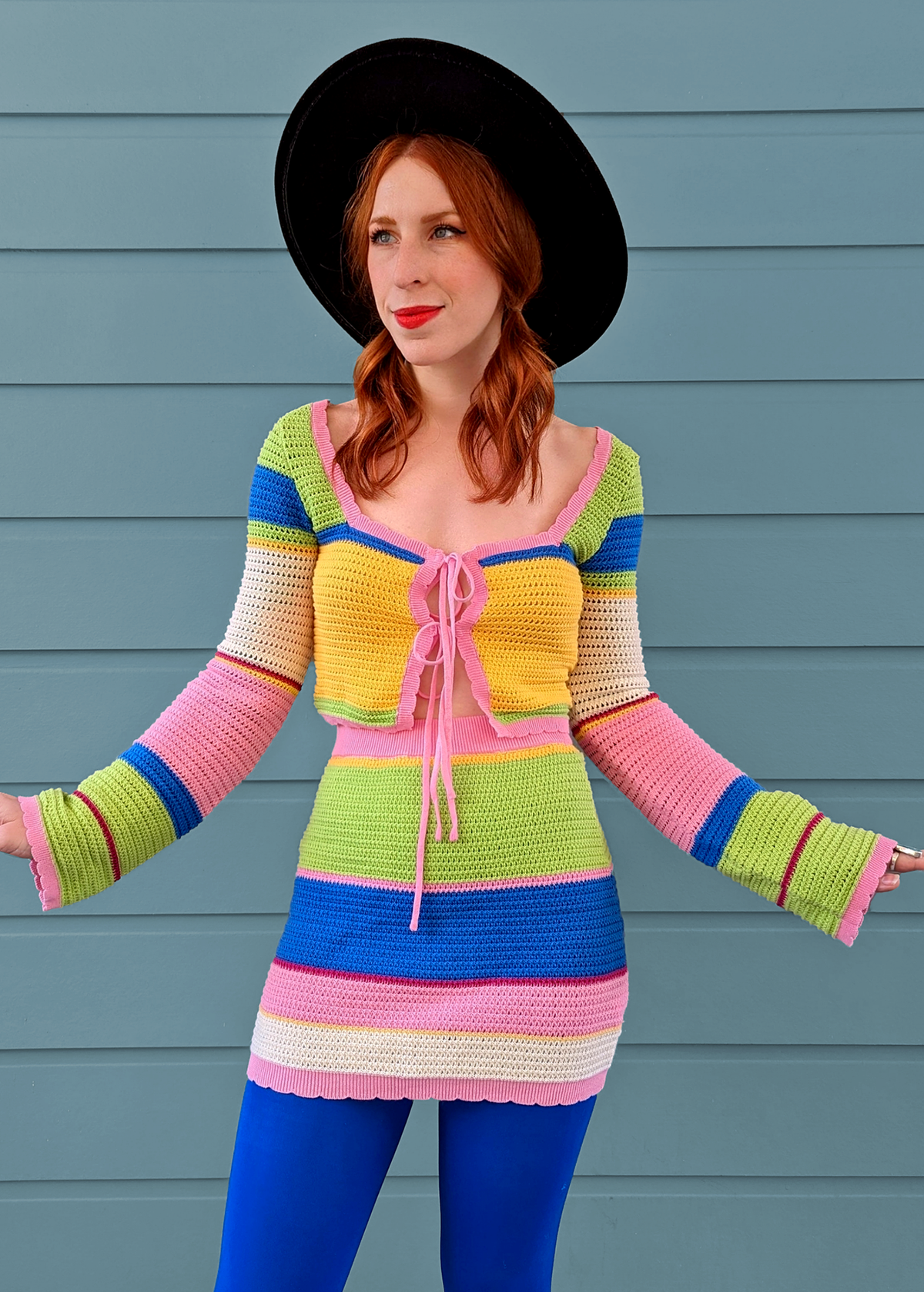 Rainbow Sherbet Knit Mini Skirt