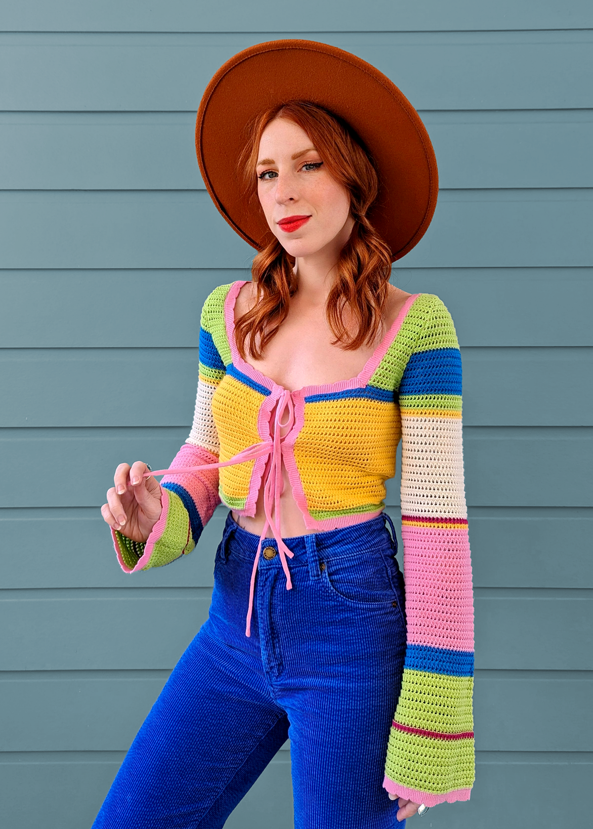 Rainbow Sherbet Knit Crop Sweater