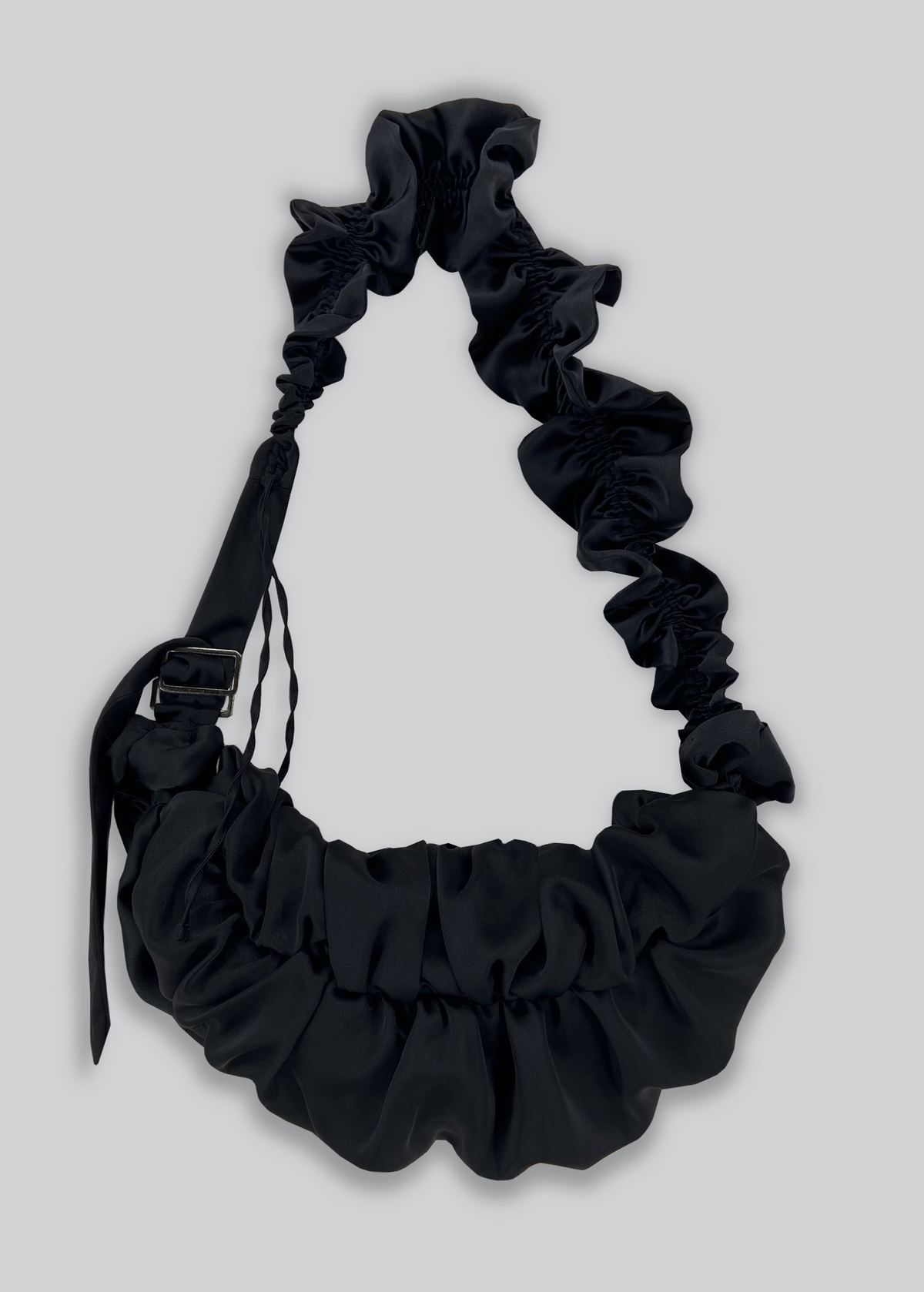 Black Ruffle Taffeta Crossbody Bag <br> <i> coming soon! </i>