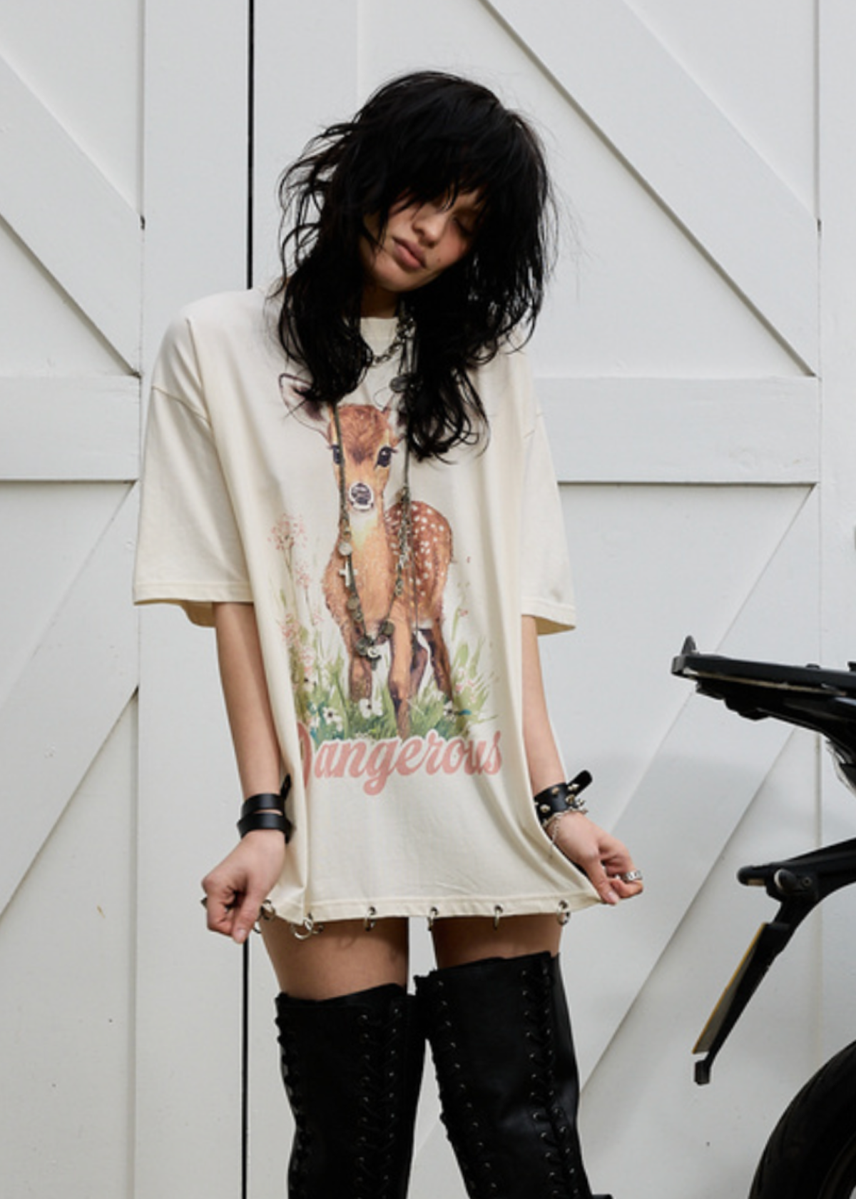 Dangerous Deer Oversized Tee with O-Ring Details  <br> <i> COMING SOON! </i>