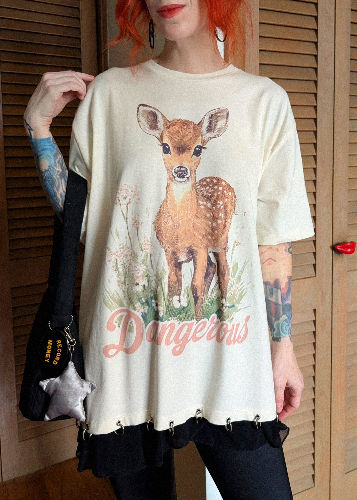 Dangerous Deer Oversized Tee with O-Ring Details