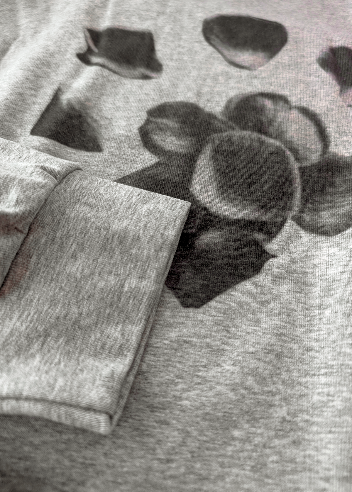 Gray jersey fabric with floral pattern 