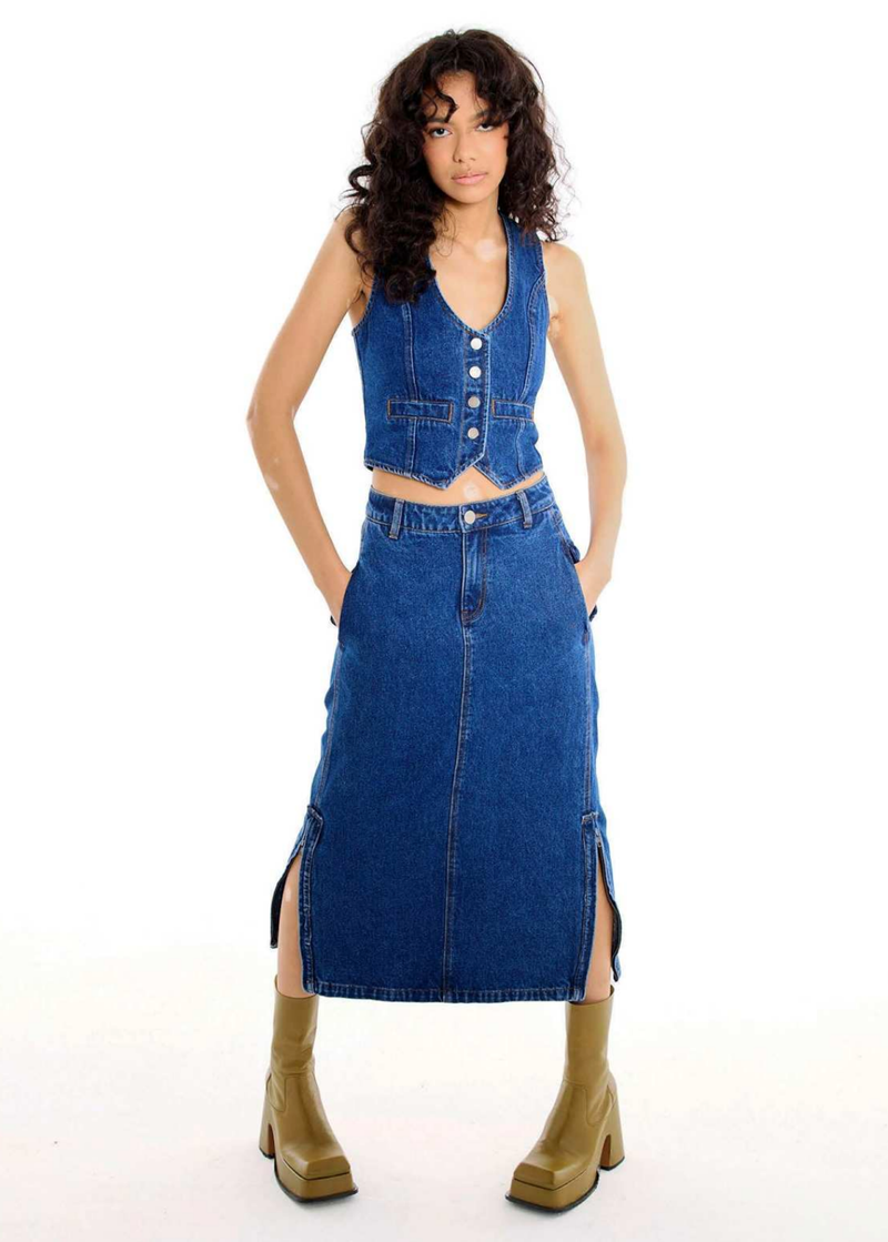 Mediterranea Denim Midi Skirt