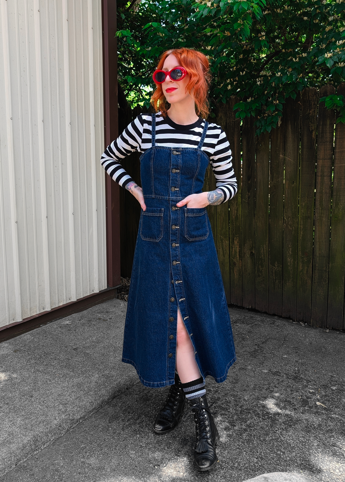 Classic Dark Indigo Denim Midi Length Sundress by Rolla's Black Salt Classic Dark Indigo Denim Midi Length Sundress by Rolla's Black Salt