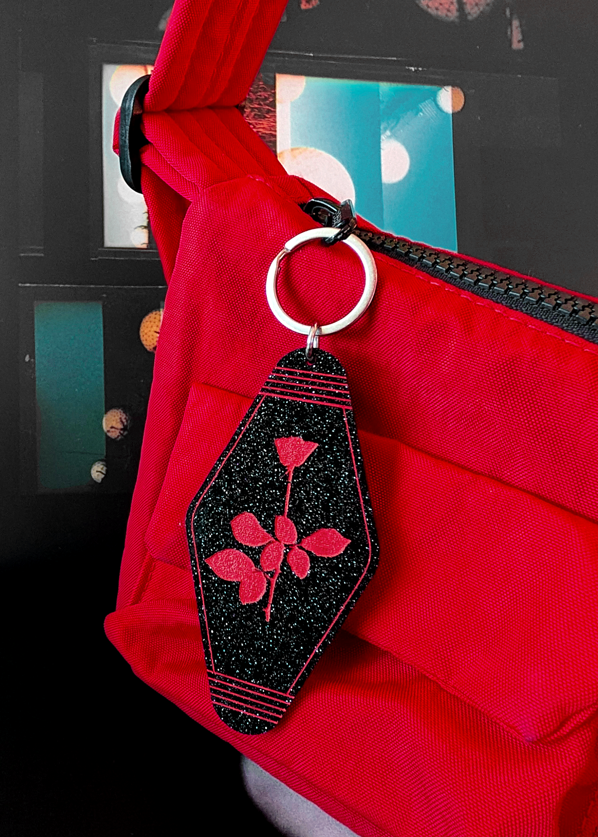 Violator Black Glitter Keychain / Bag Charm