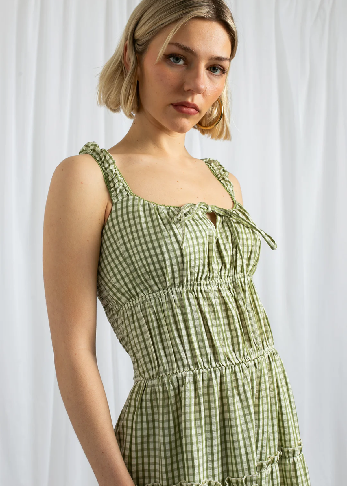 Green Gingham Tiered Milkmaid Maxi Dress by Daisy Street – Black Salt Green Gingham Tiered Milkmaid Maxi Dress by Daisy Street – Black Salt