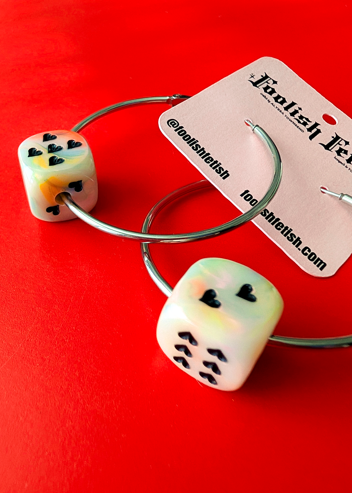 Love's a Gamble Dice Hoop Earrings - Circus Party