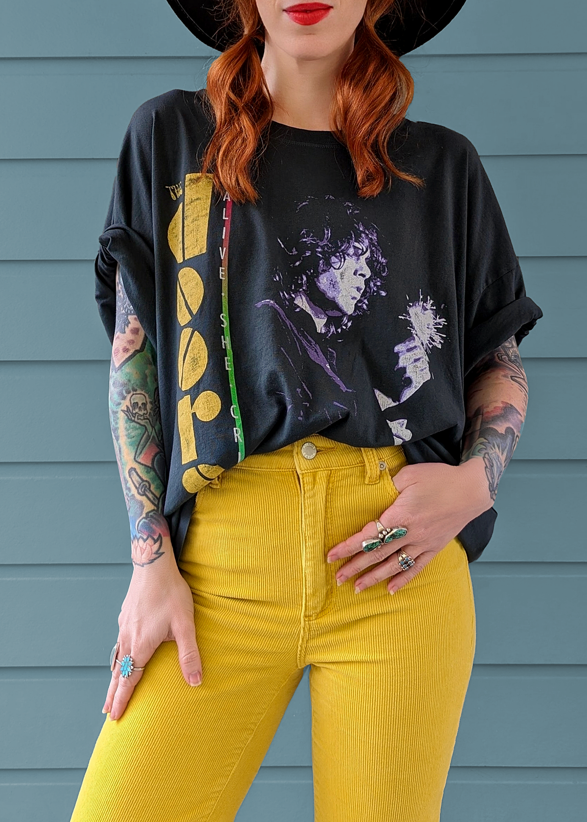 Daydreamer LA The Doors Jim Morrison Alive She Cried One Size Oversized Tee. Made in California and officially licensed