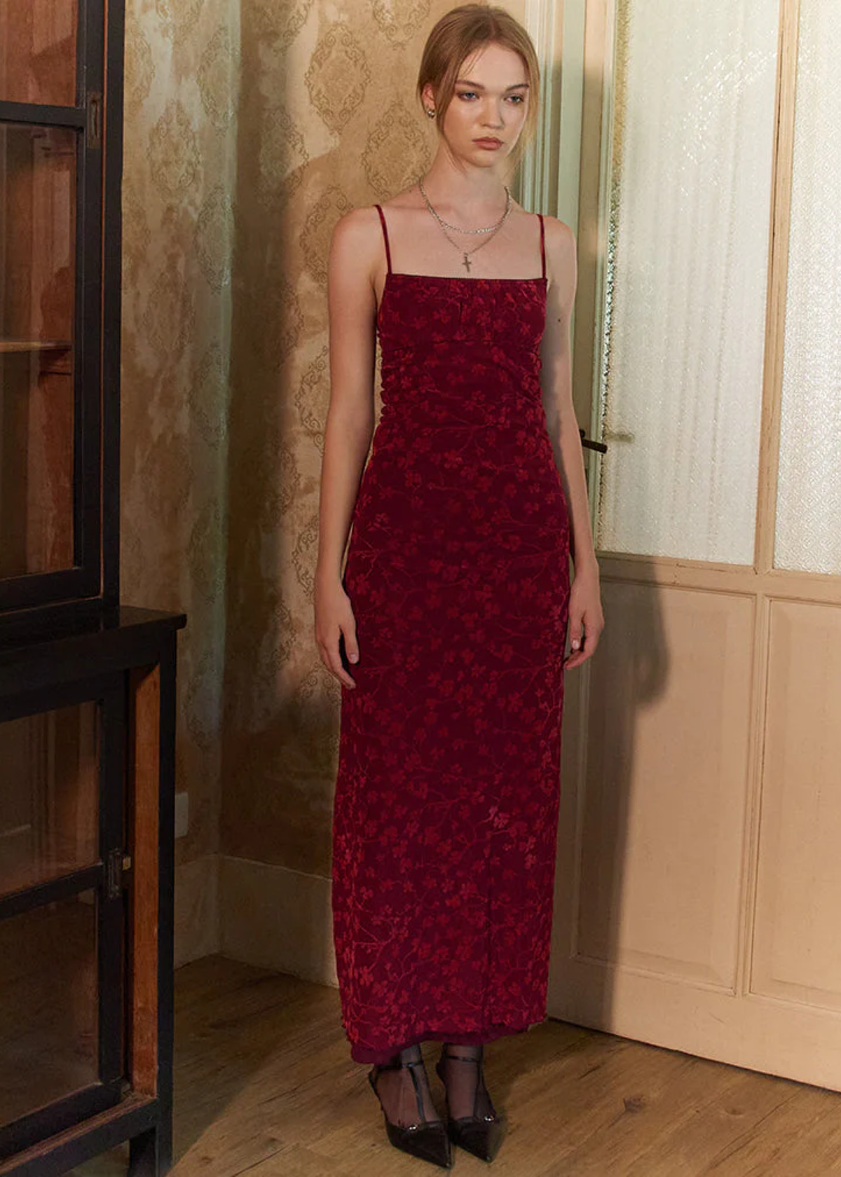 Velvet maxi slip dress best sale