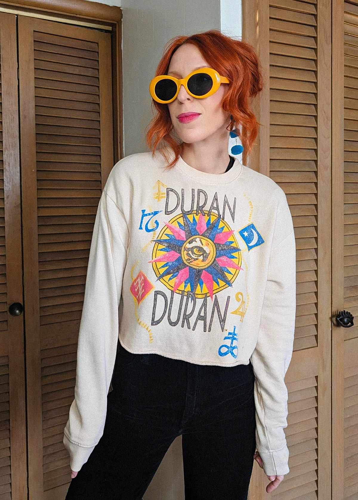Seven and the Ragged Tiger Tour 1984 Crop Long Sleeve Duran Duran sweatshirt in cream by Daydreamer LA