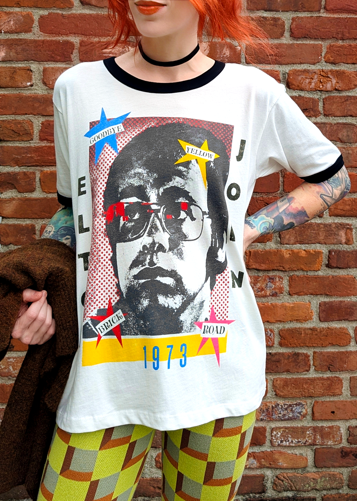 Elton John 1973 Pop Art Oversized Ringer Tee