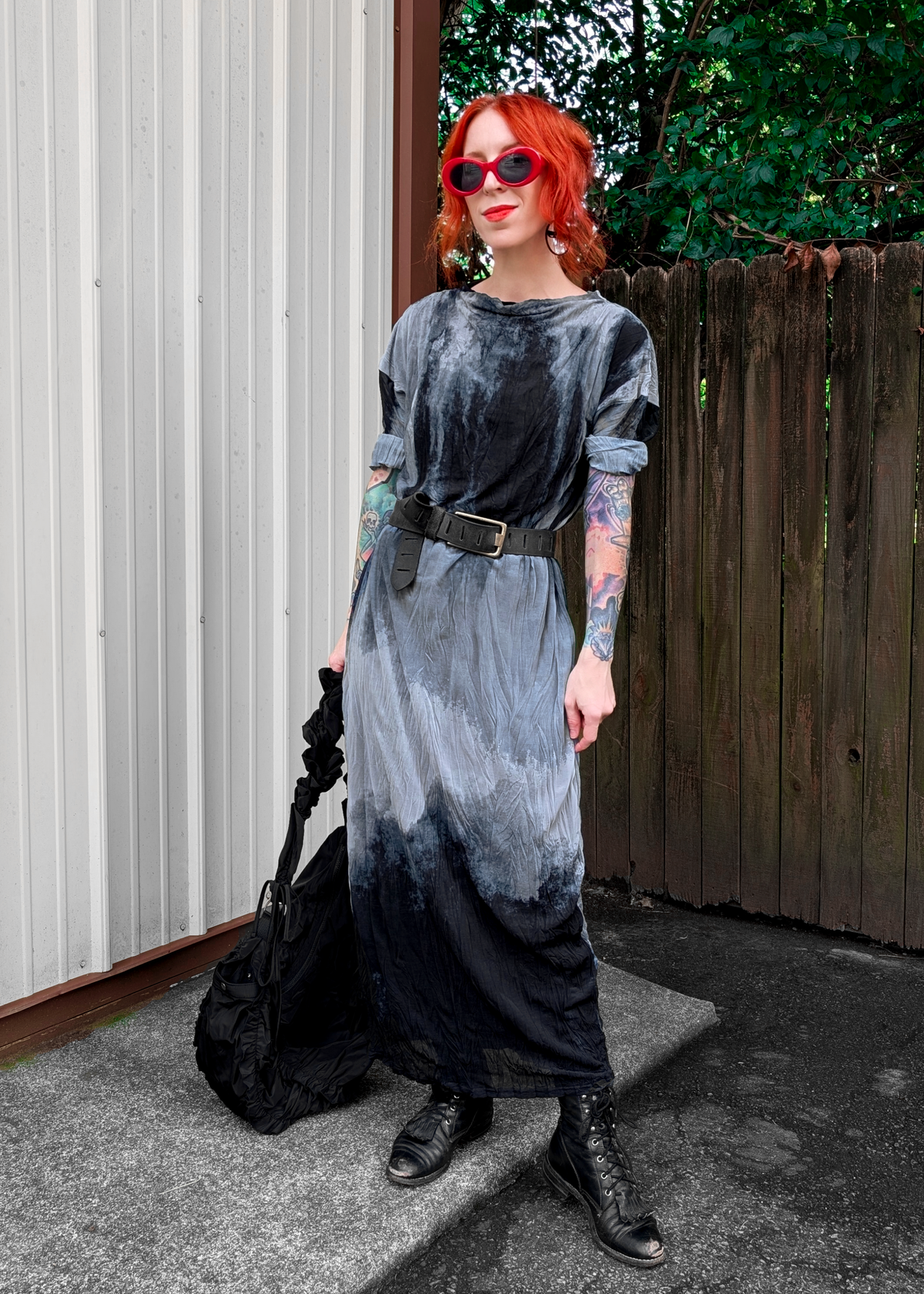 Ink Flow Crinkle Midi-Maxi Dress