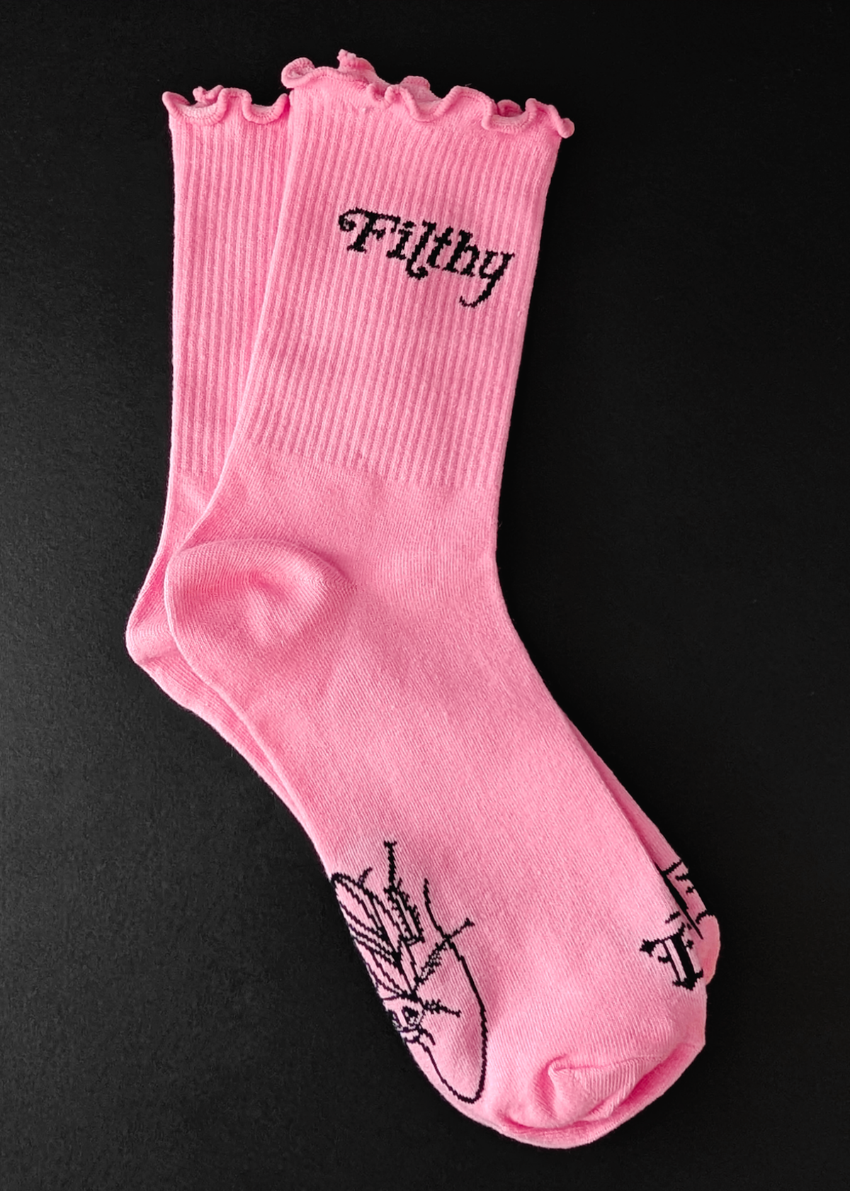 Filth Pink Flamingos Frilly Socks
