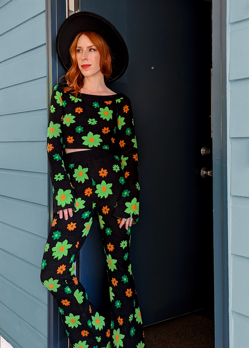 Midnight Garden Knit Flares