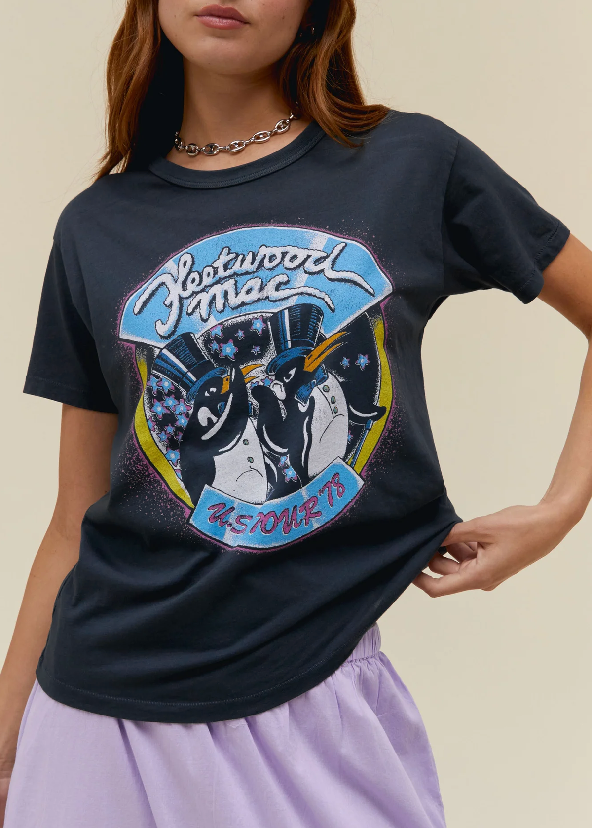 Black Fleetwood Mac Penguins US Tour '78 tee by daydreamer la, officially licensed and made in california