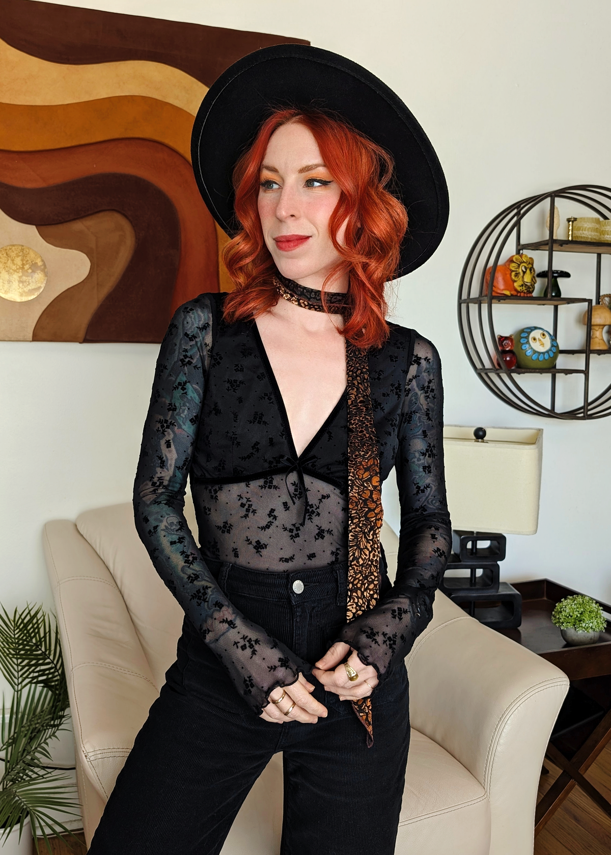Gillian Ditsy Floral Mesh Flocked Top