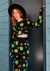 Midnight Garden Bell Sleeve Knit Crop Top