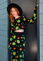 Midnight Garden Bell Sleeve Knit Crop Top