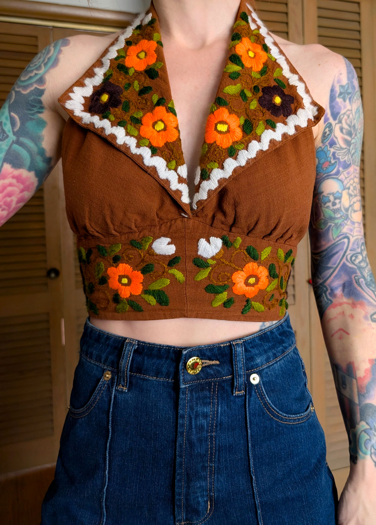Vintage '70s Embroidered Halter Top