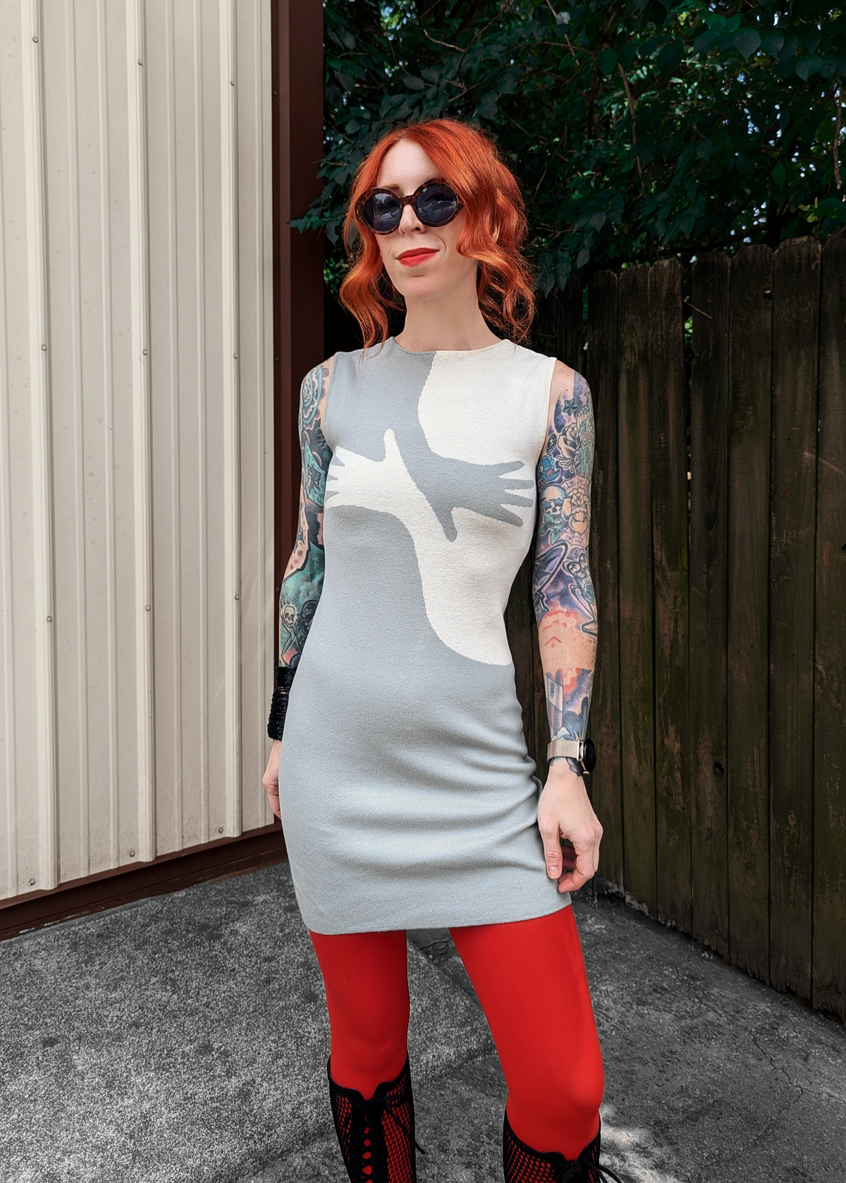 Handsy Grey and Cream Organic Cotton Knit Sleeveless Mini Dress by Another Girl S Handsy Grey and Cream Organic Cotton Knit Sleeveless Mini Dress by Another Girl S