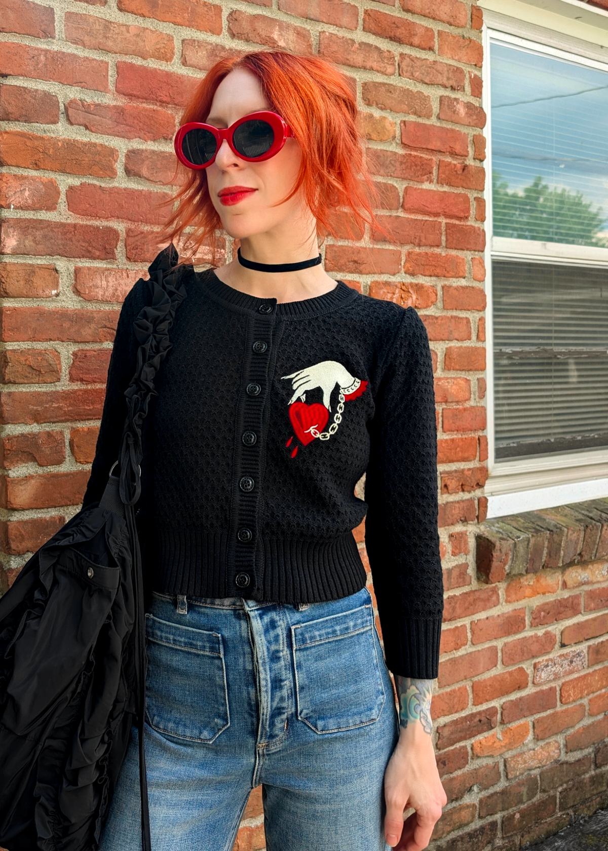 Captive Heart Cropped Cotton Cardigan