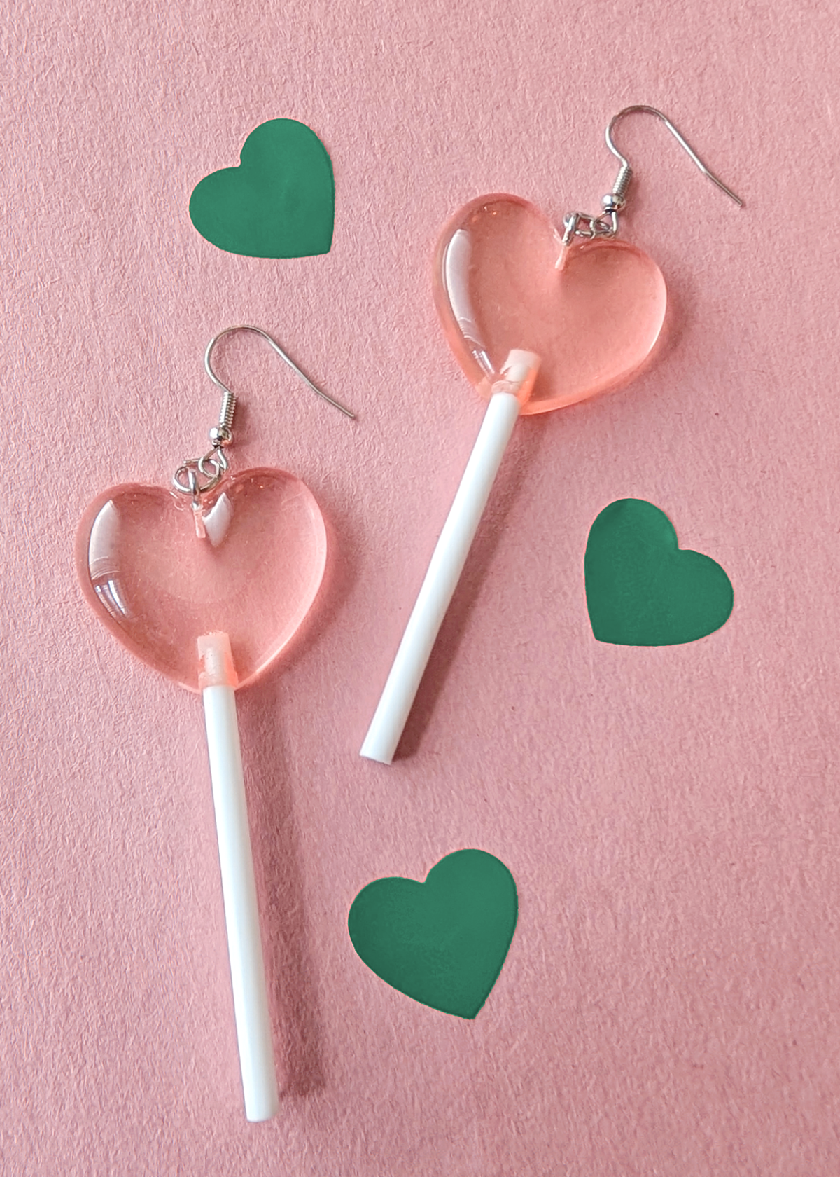 Pink Heart Lolli Earrings