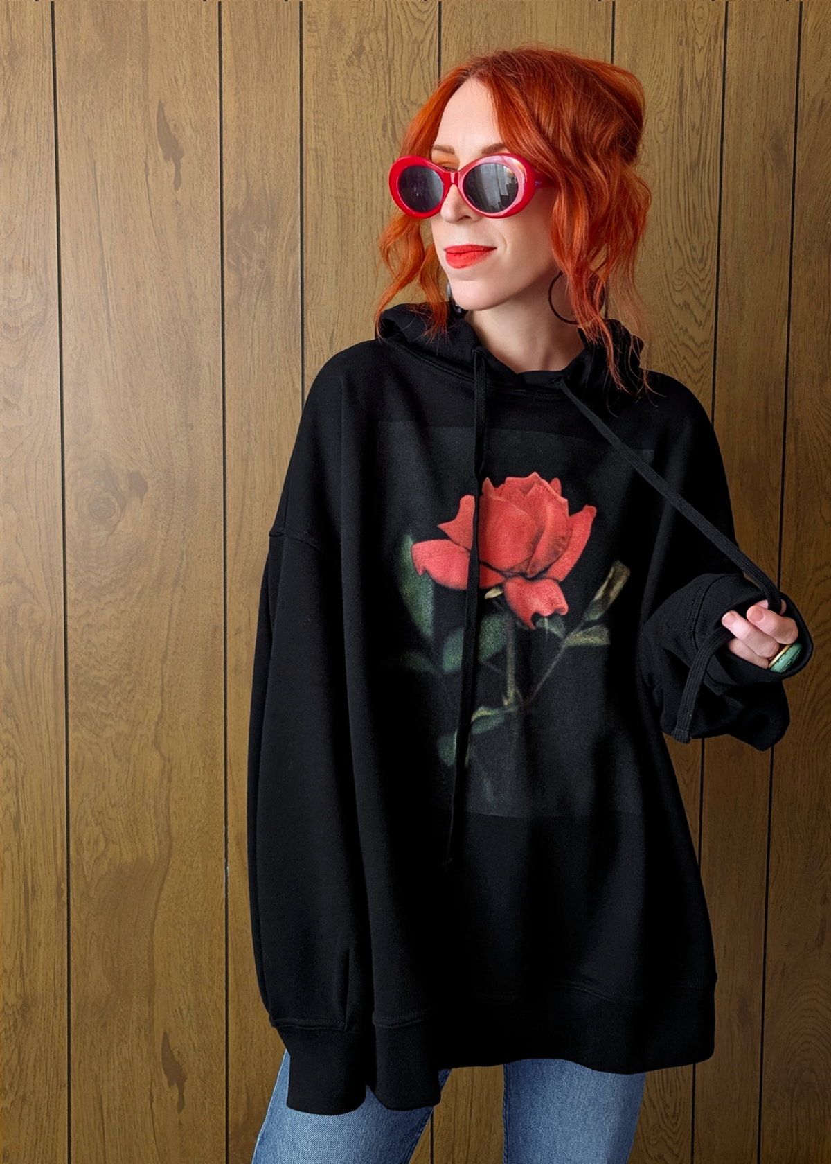 Gothic Rose Oversized Hoodie Sweatshirt ✿ Organic Cotton