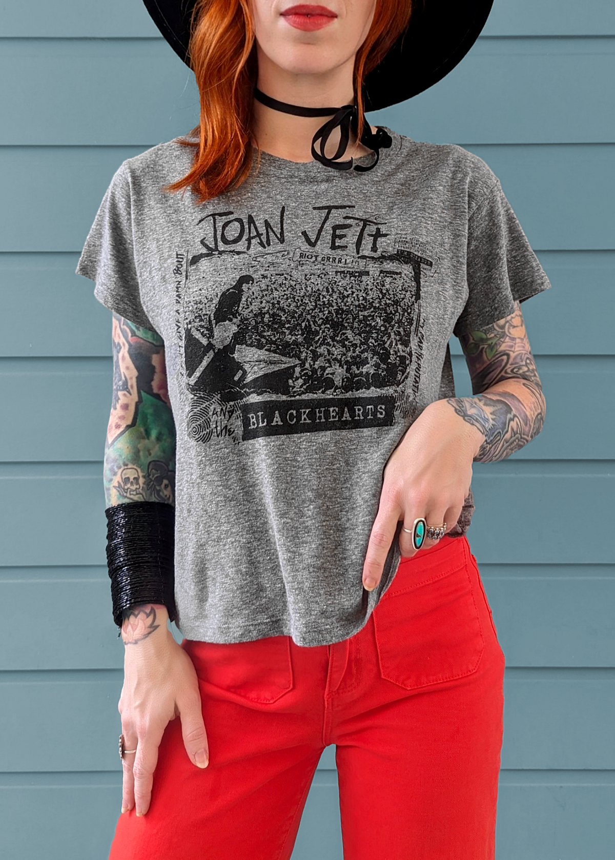 Super soft grey Joan Jett and the Blackhearts solo tee by Daydreamer LA, made in California and officially licensed