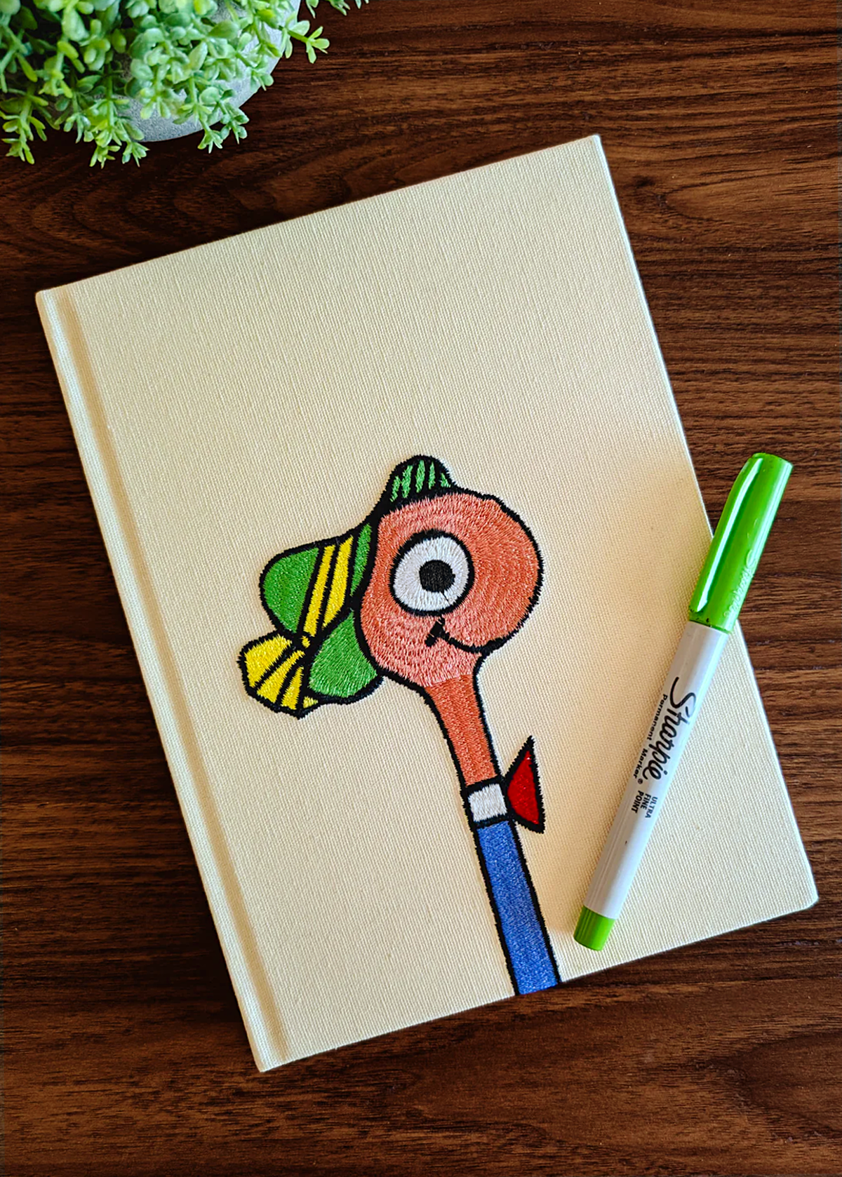 Lowly Worm Embroidered Journal