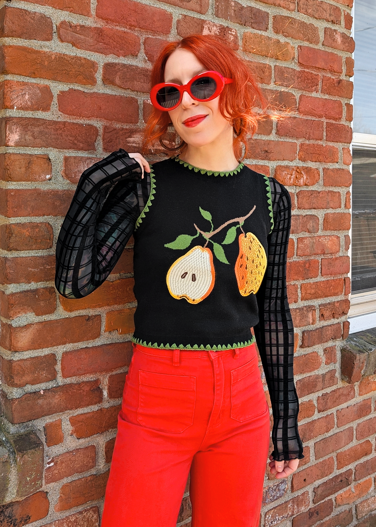 Black Pear Tree Knit Top ✿ Organic Cotton