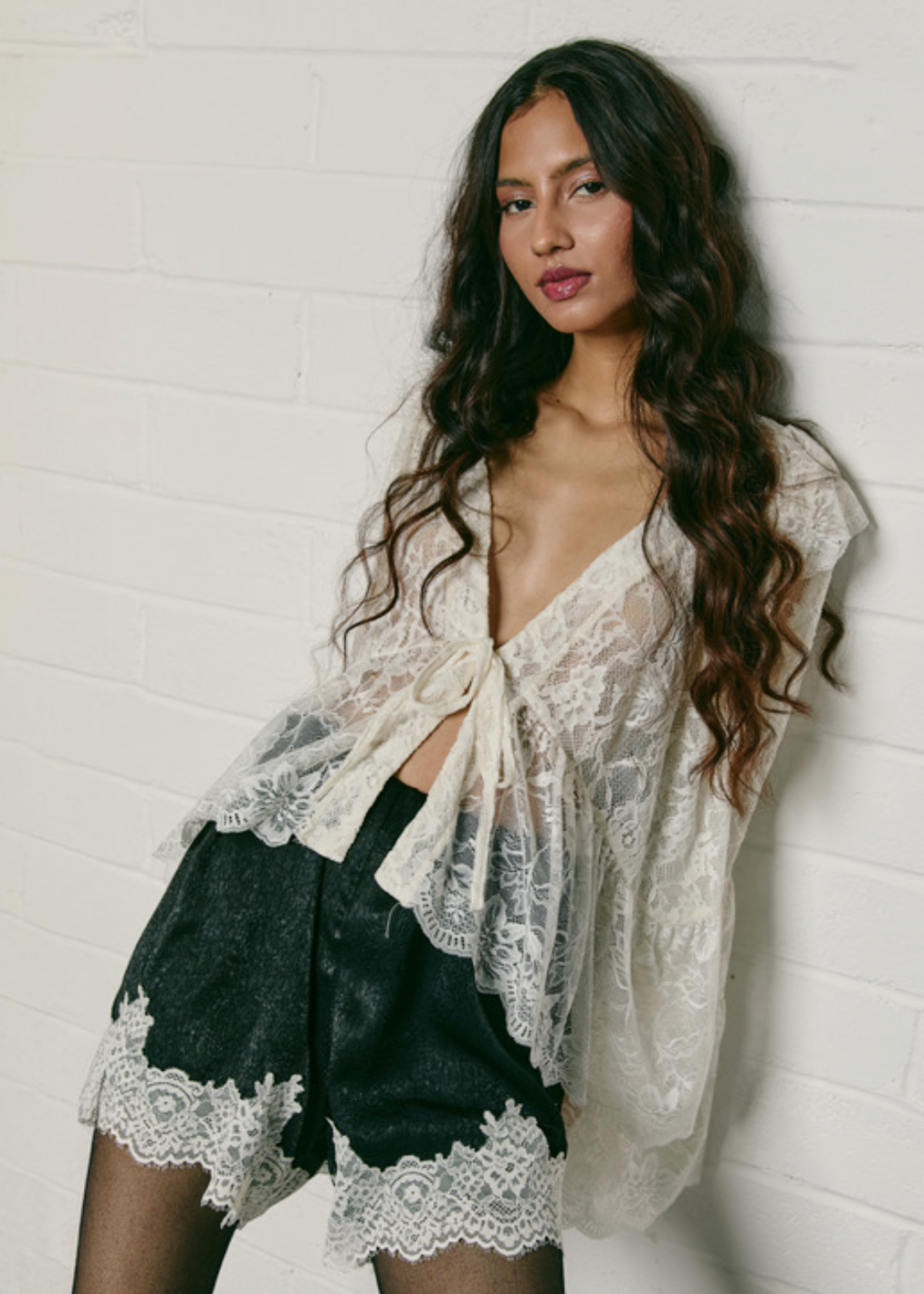 New Romantic Oversized Tie Front Lace Blouse <br> <i> In Stock Soon! </i>