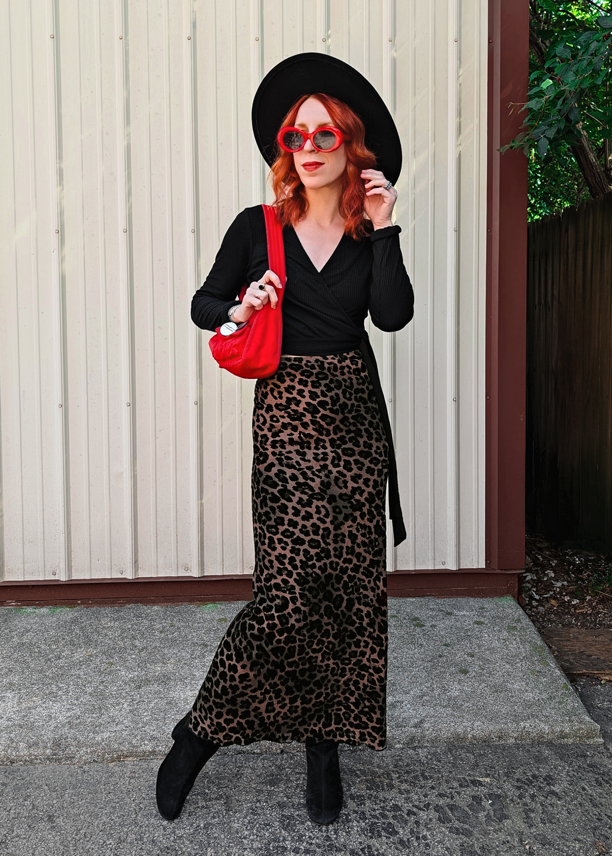 Leopard Print Mesh Flocked Velvet Maxi Skirt - Main Image