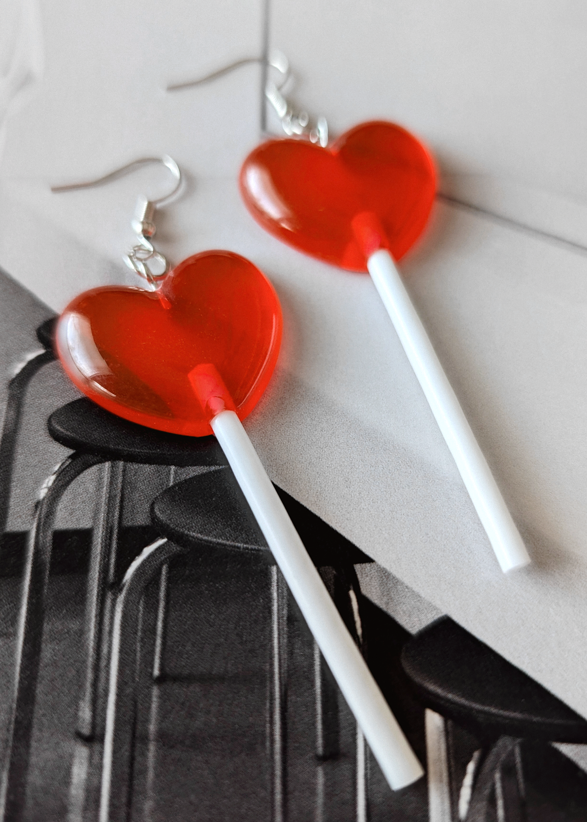 Light Red Heart Lolli Earrings