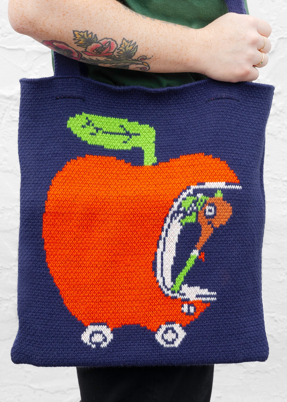 Lowly Worm Apple Car Knit Tote