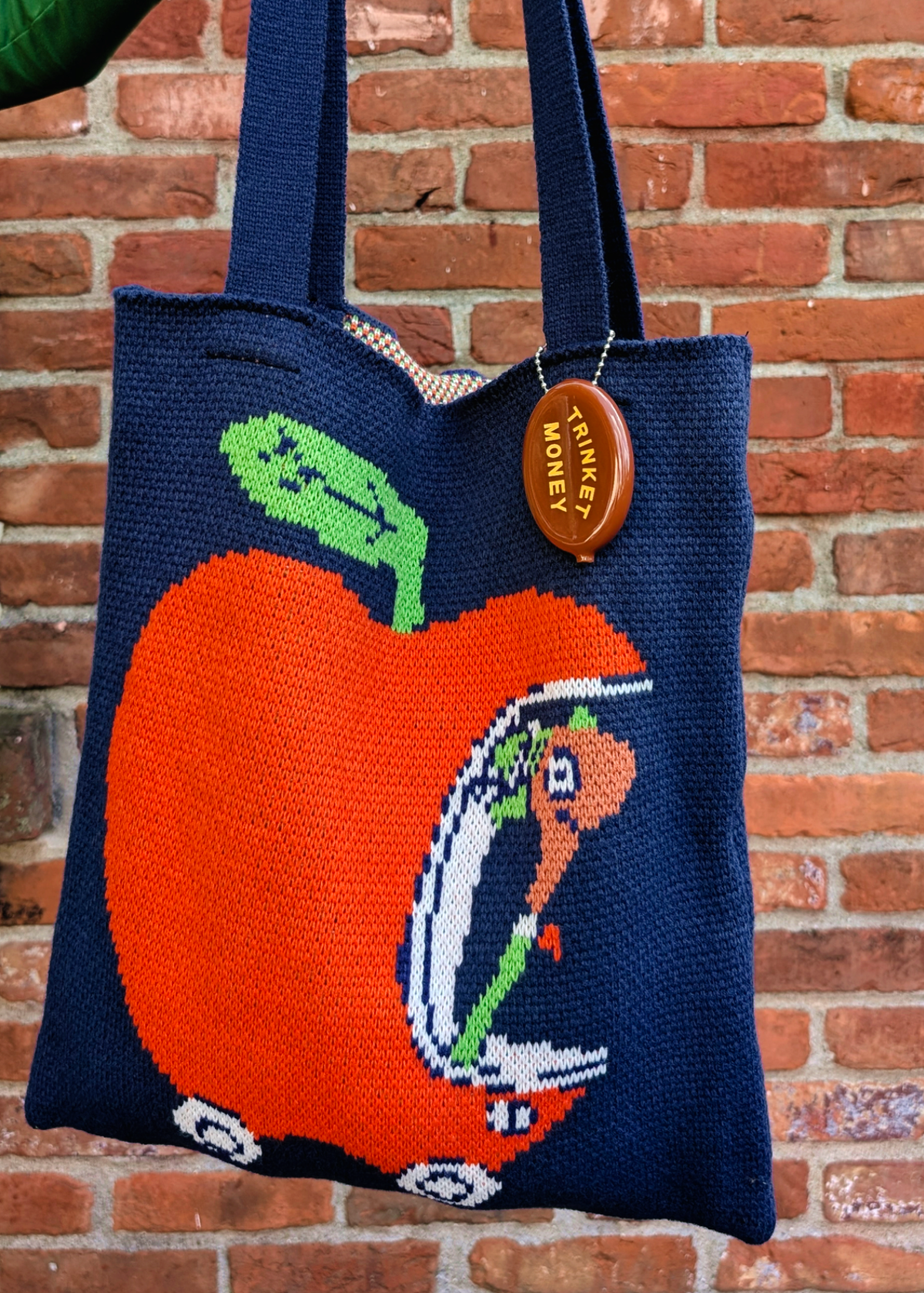 Lowly Worm Apple Car Knit Tote