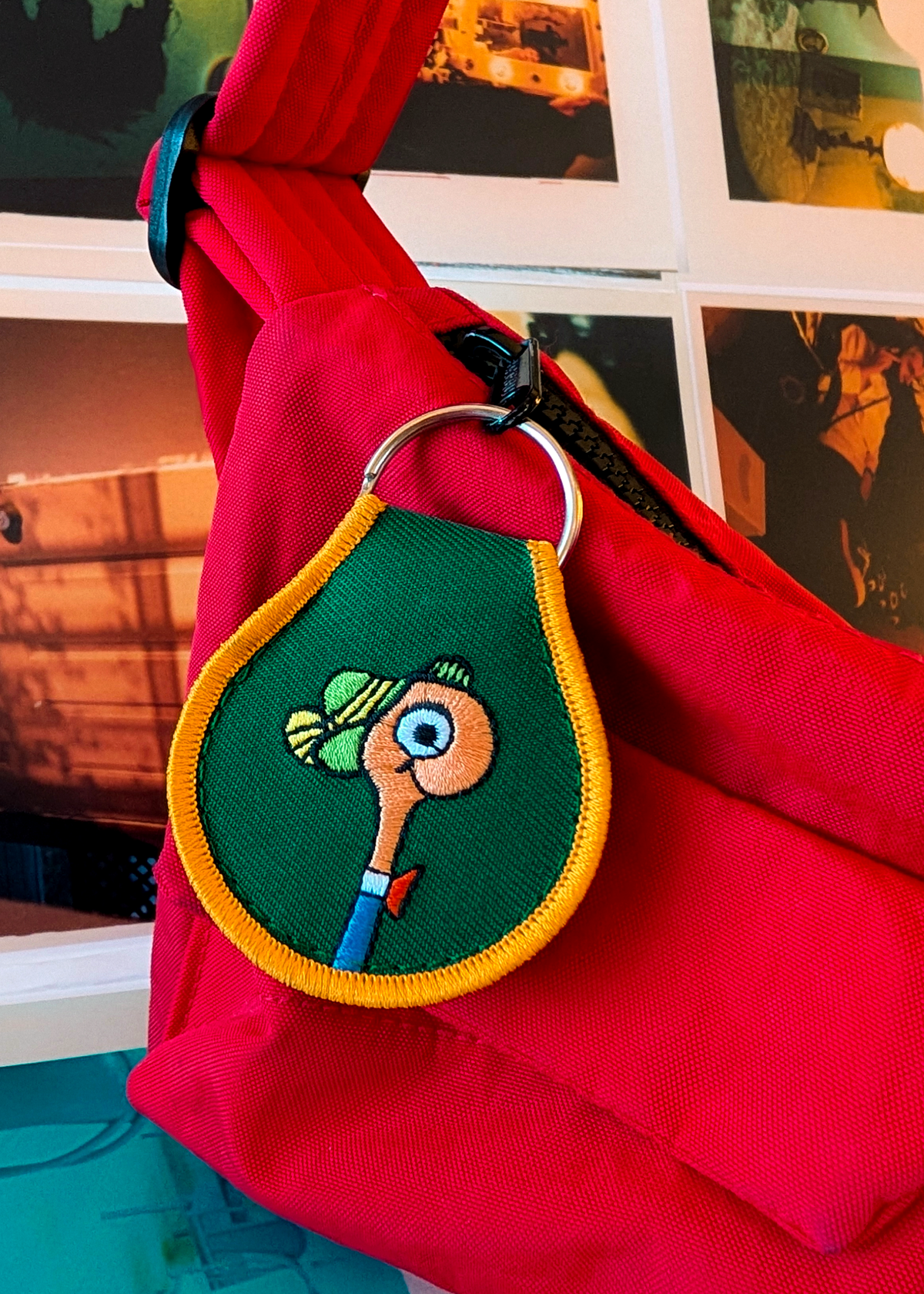 Lowly Worm Embroidered Patch Keychain / Bag Charm
