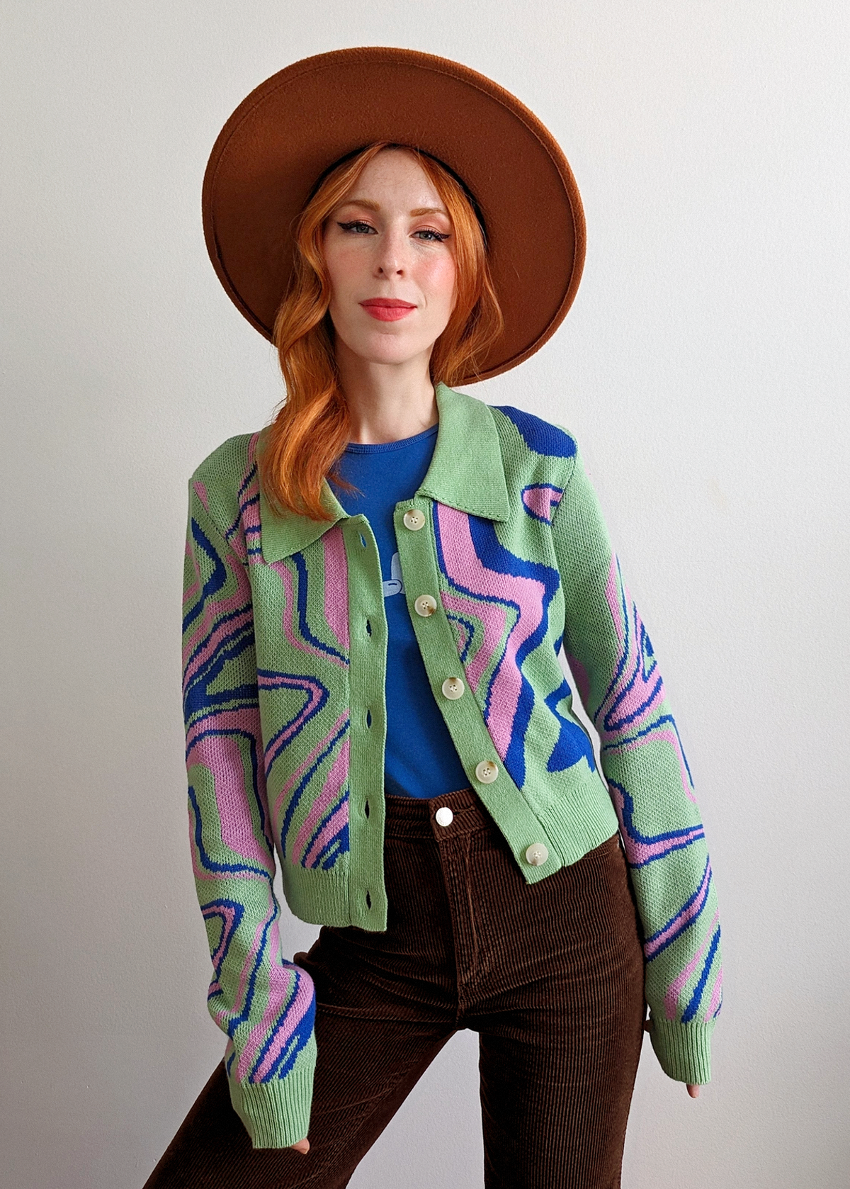 Marble Intarsia Knit Cardigan