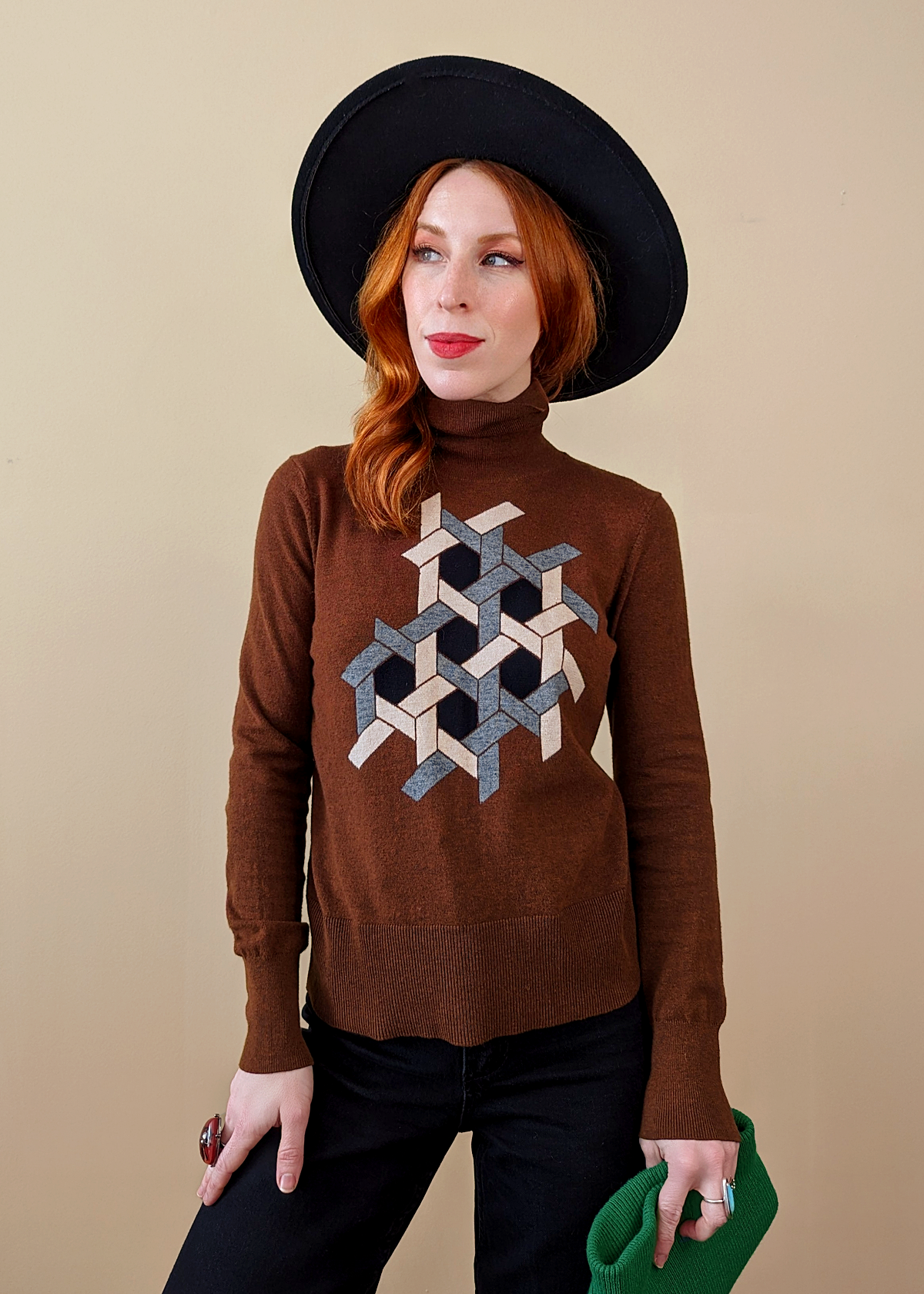 Nice Things by Paloma S Puzzle Turtleneck sweater in brown 70s vibes