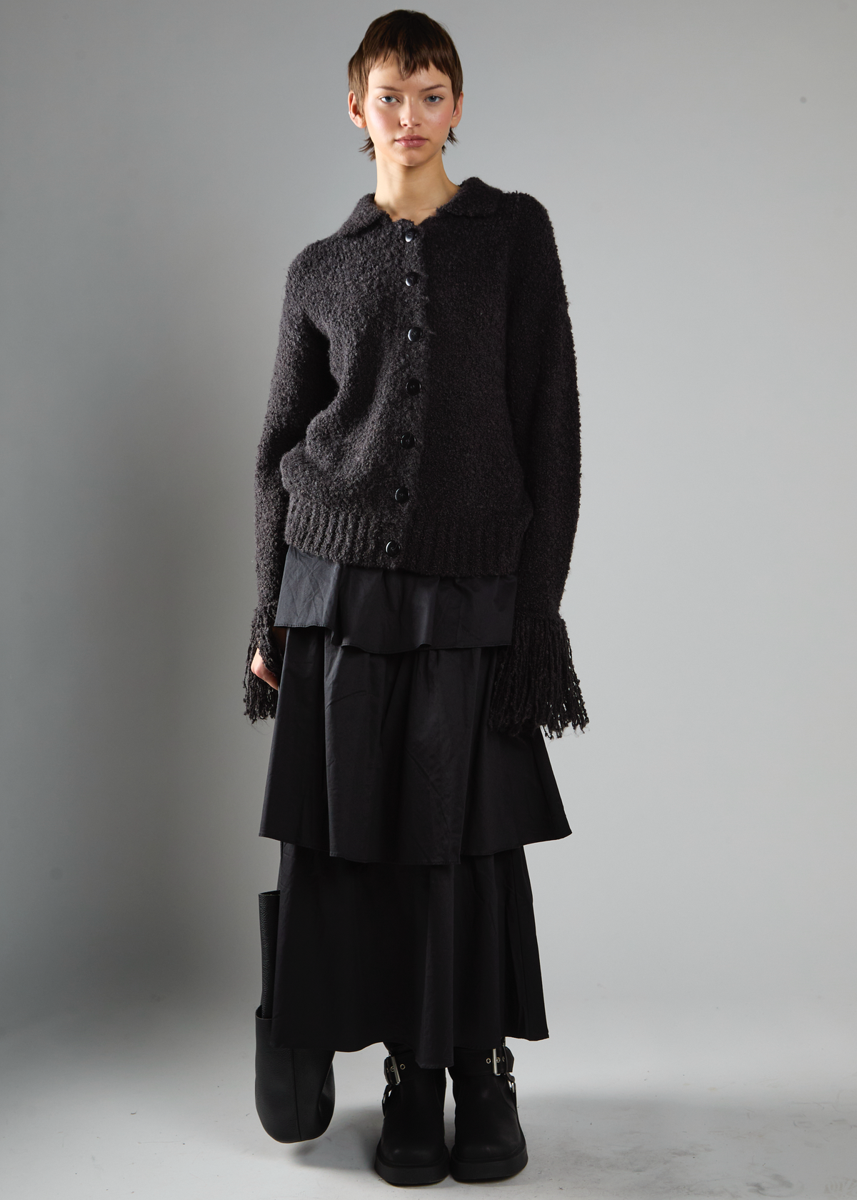 Nubby Textured Black Oversized Slouchy Knit Cardigan Sweater with Nubby Textured Black Oversized Slouchy Knit Cardigan Sweater with