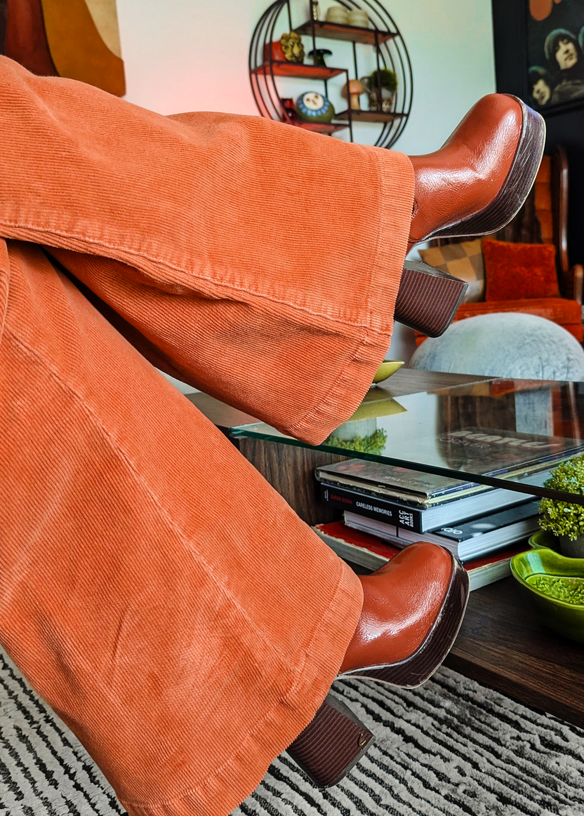 Rust Pumpkin Orange Corduroy Eastcoast Flares By Rolla's – Black Salt
