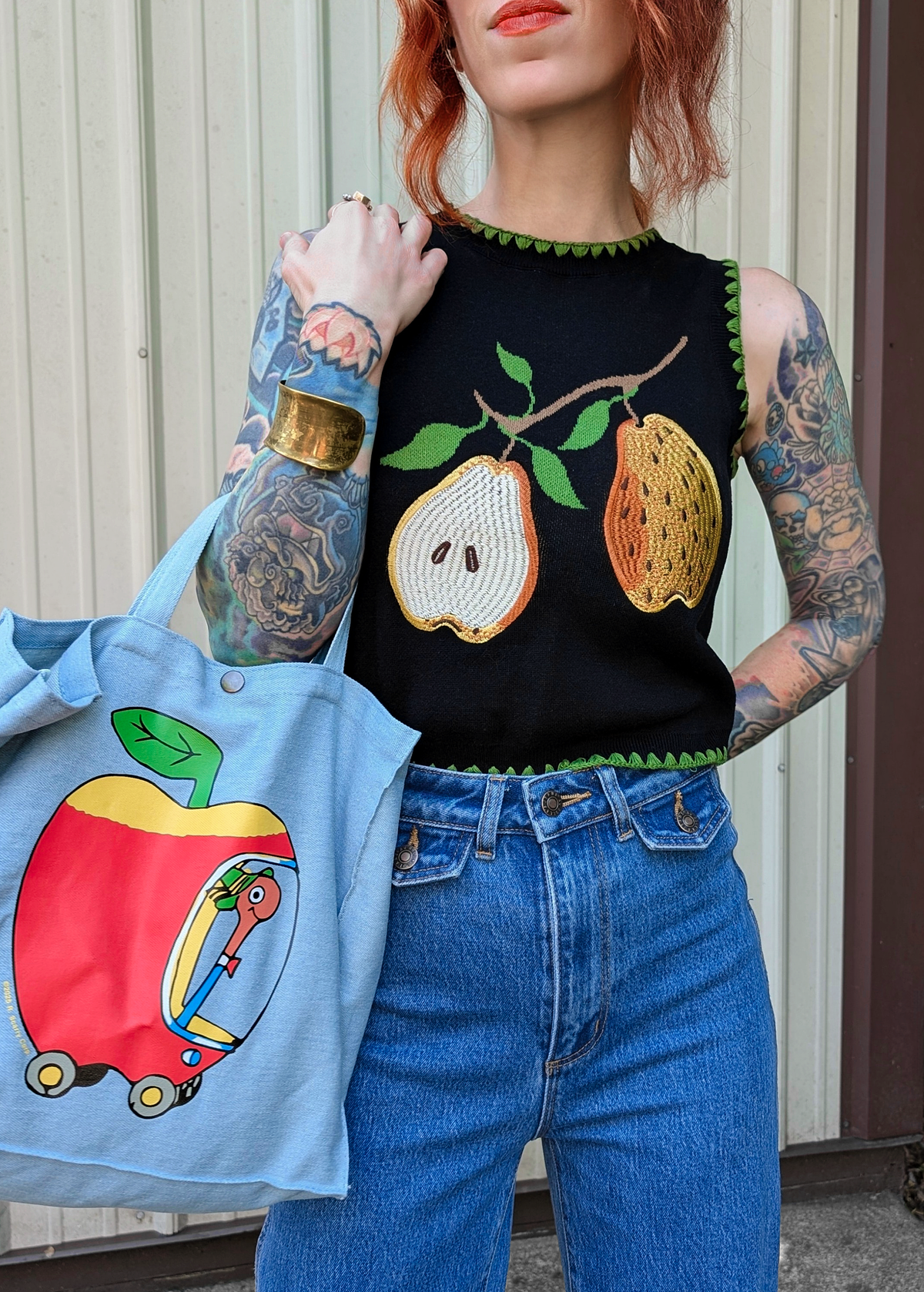 Black Pear Tree Knit Top ✿ Organic Cotton