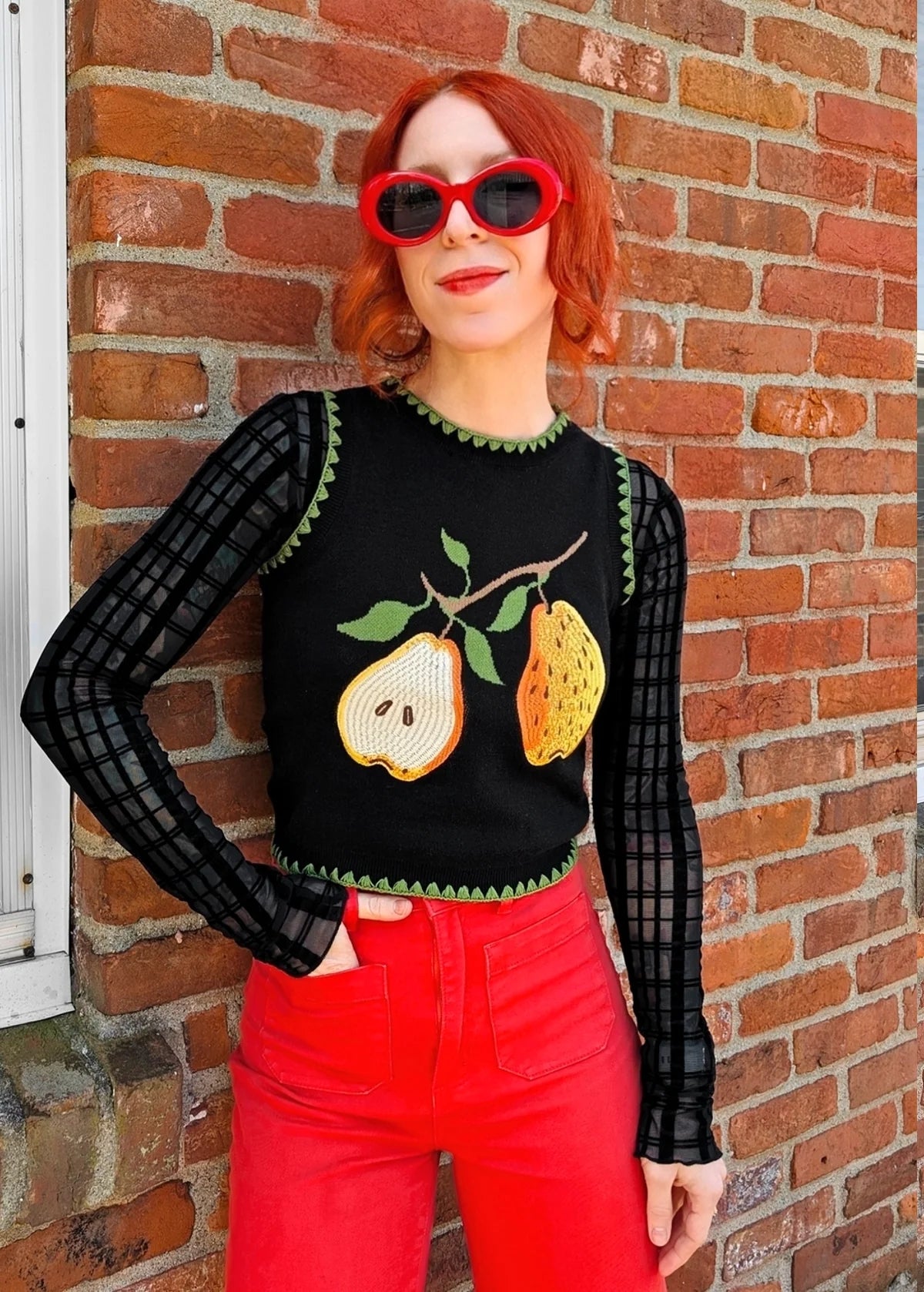 Black Pear Tree Knit Top ✿ Organic Cotton