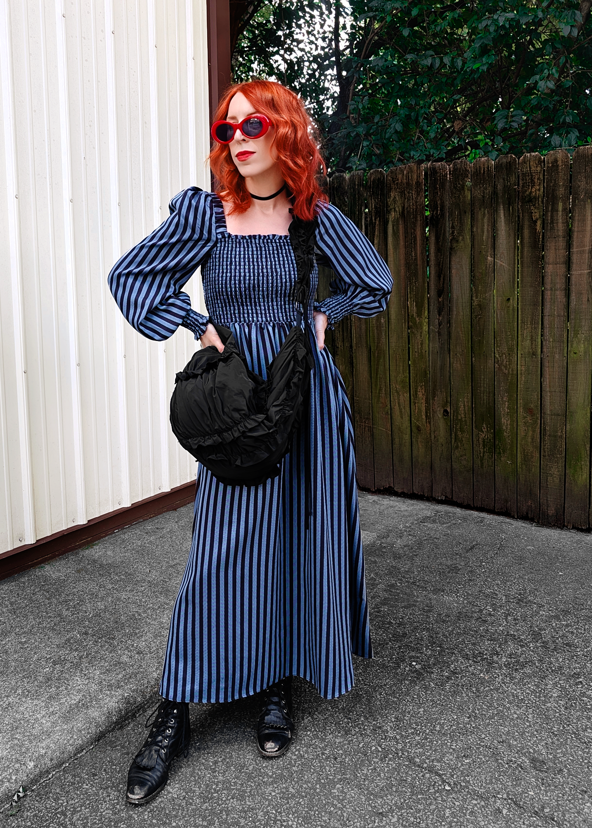 Vampire Blues Stripe Midi Dress Vampire Blues Stripe Midi Dress